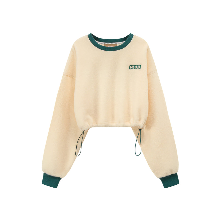 CHUU Fleece Color Matching Cropped Sweatshirt