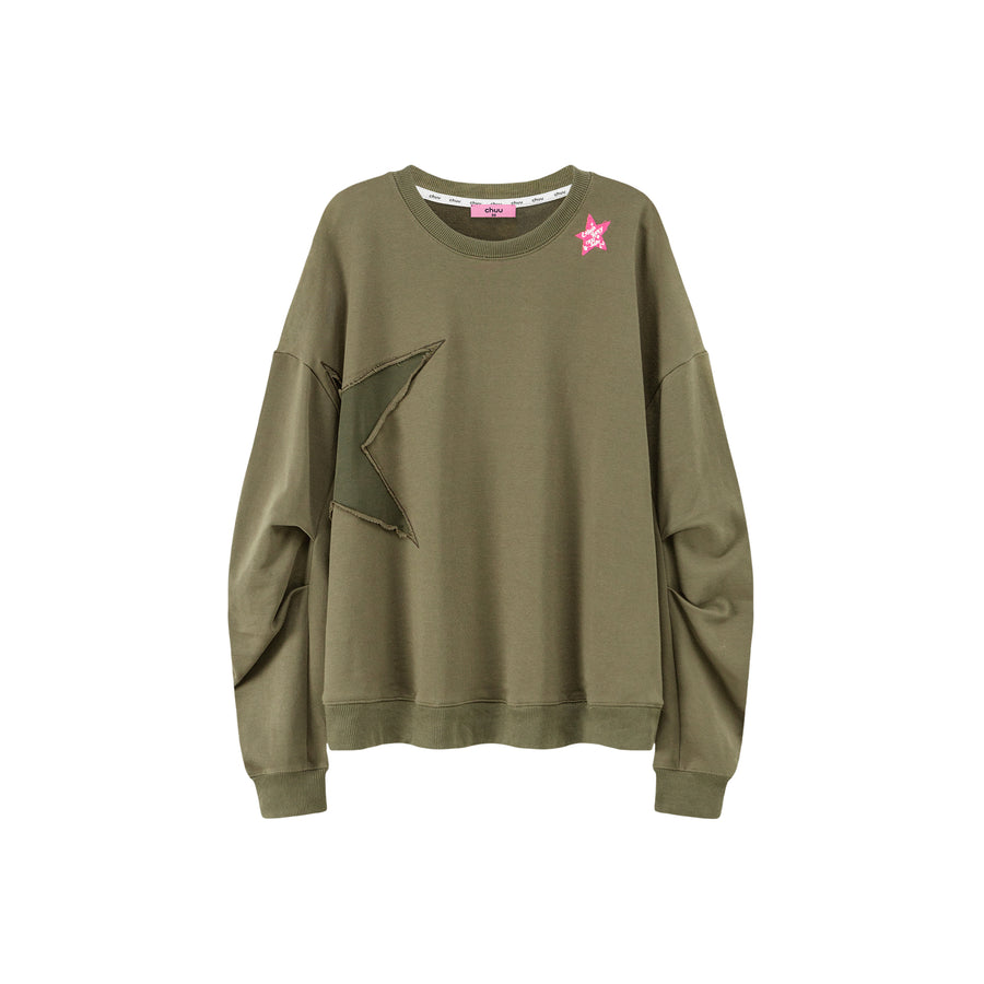 CHUU Just The Surface Star Loose Fit Sweatshirt