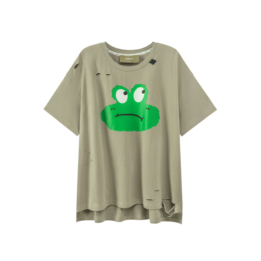 CHUU Frog With Moods Damage T-Shirt