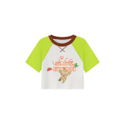 Chuu Circus Contrast Raglan Cropped T-Shirt