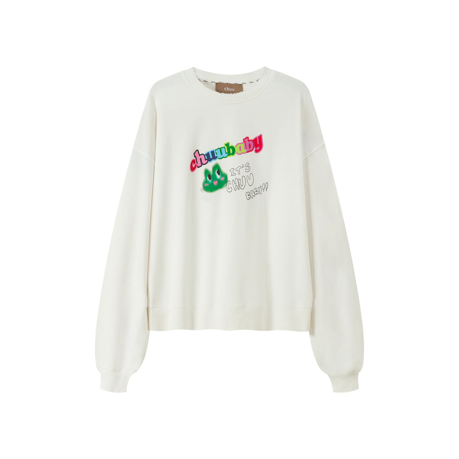 CHUU We Are In The Present Frog Logo Loose Fit Sweatshirt