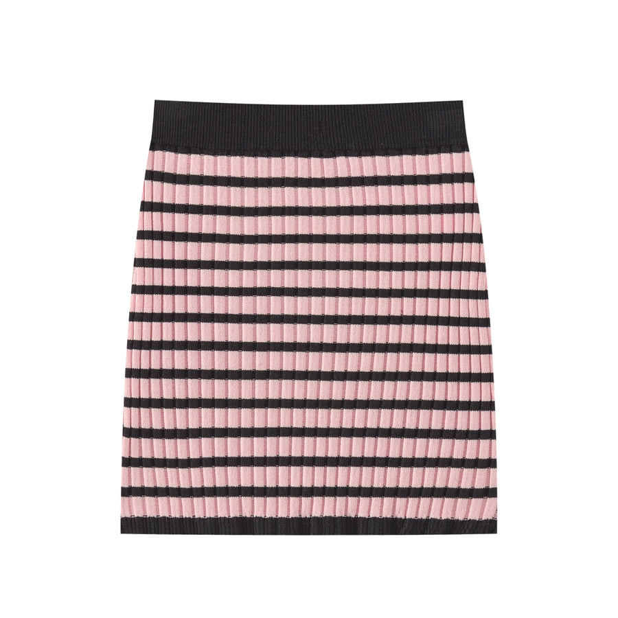 CHUU Striped Stretchy Knit Mini Skirt