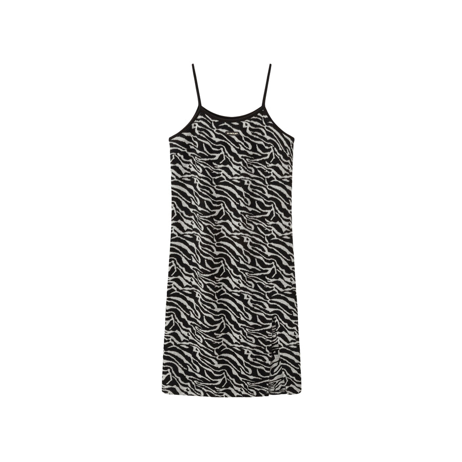 CHUU Faux Angora Zebra Cami Dress