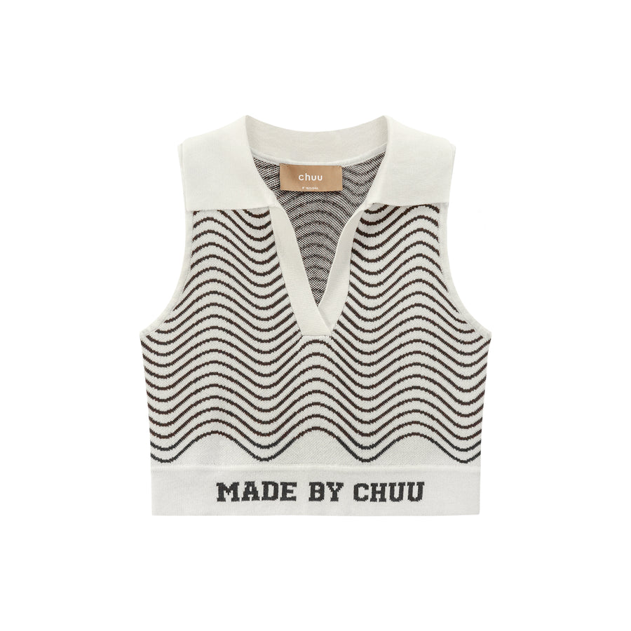 CHUU Wavy Waves Crop Top