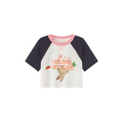 Chuu Circus Contrast Raglan Cropped T-Shirt