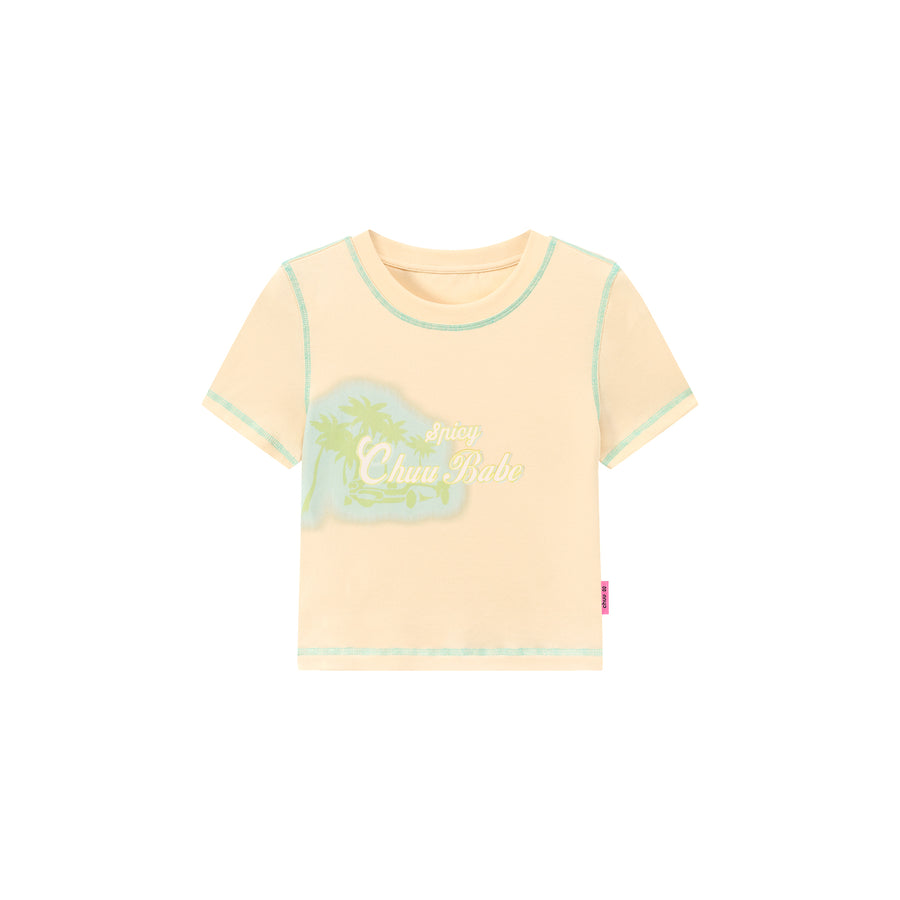 CHUU Chuu Babe Color Line Short Sleeve Crop T-Shirt