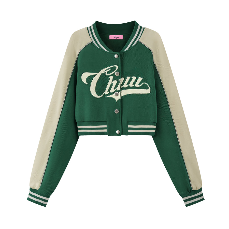 CHUU Joining Forces Crop Baseball Jacket