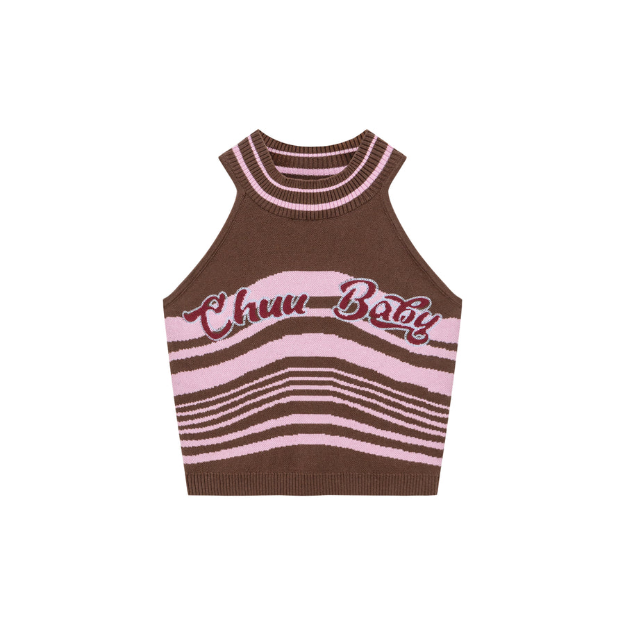 CHUU Say My Name Striped Knit Sleeveless Top