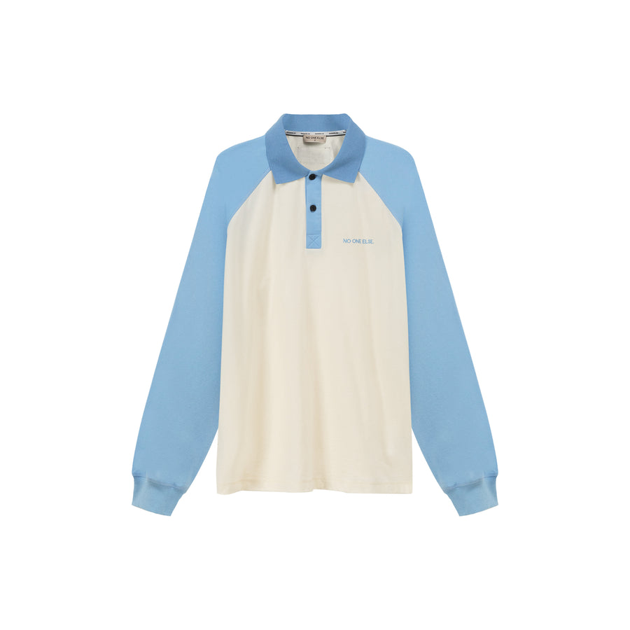 CHUU Raglan Buttoned Collar Long-Sleeved Top