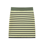 Striped Stretchy Knit Mini Skirt