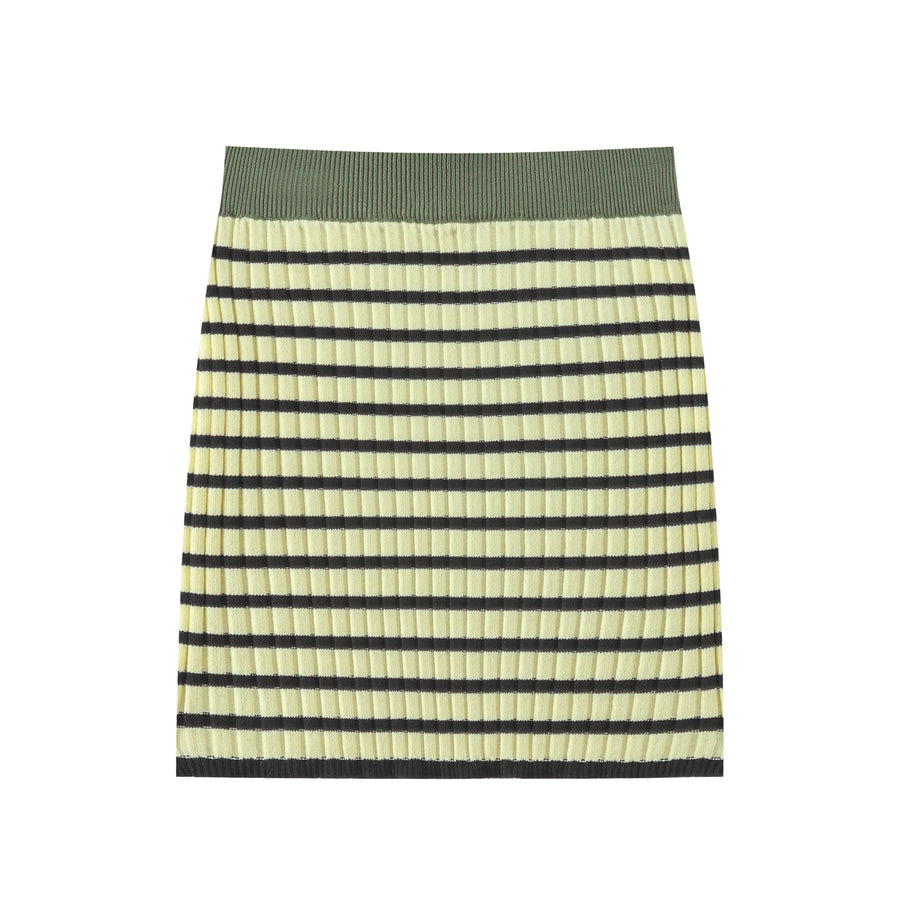 CHUU Striped Stretchy Knit Mini Skirt