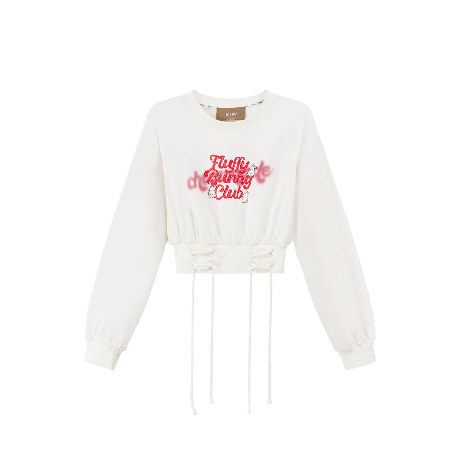 CHUU Red Bunny Cropped Sweater