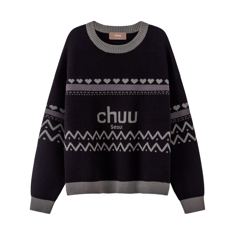 CHUU Feeling Festive Stripe Knit Sweater