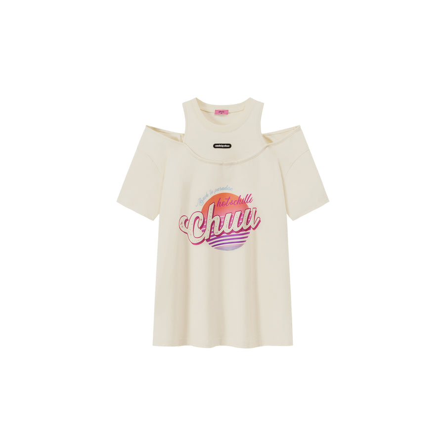 CHUU Hot And Chilli Off Shoulder Loose Fit T-Shirt