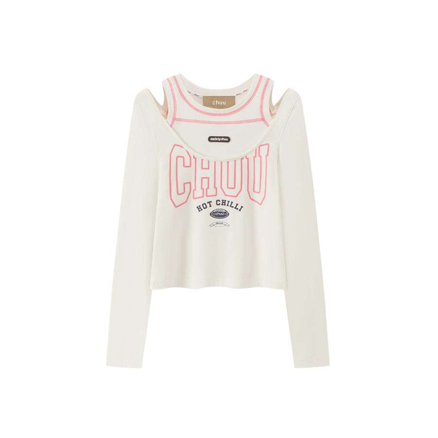 CHUU Hot Chili Open Shoulder T-Shirt