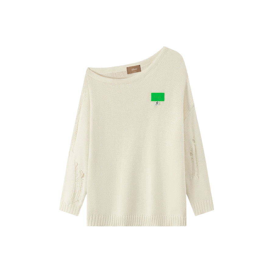 CHUU Let It Fall Off Shoulder Loose Knit Sweater