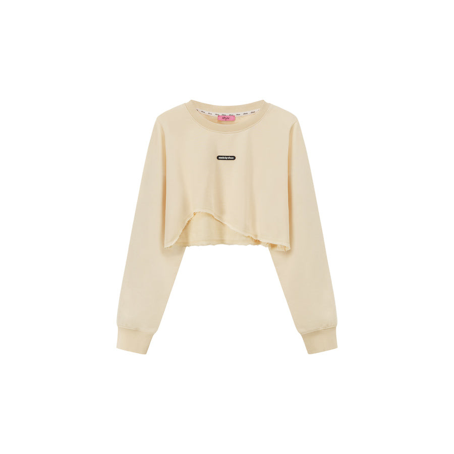 CHUU Unbalanced Loose Fit Crop Sweatshirt