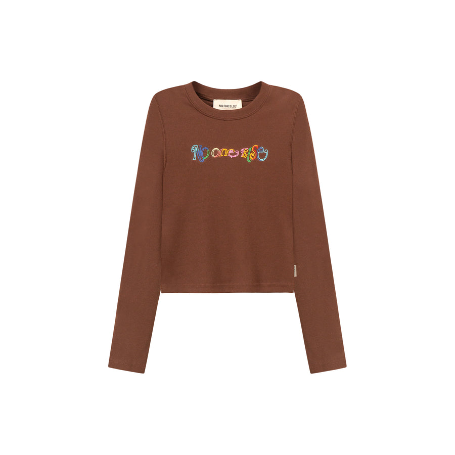 CHUU Color Embroidered Cropped T-Shirt