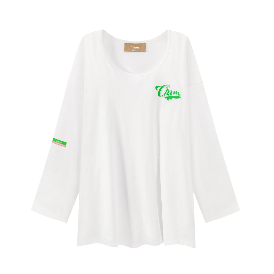 CHUU Side Slit Chuu Logo Loosefit Skater Top