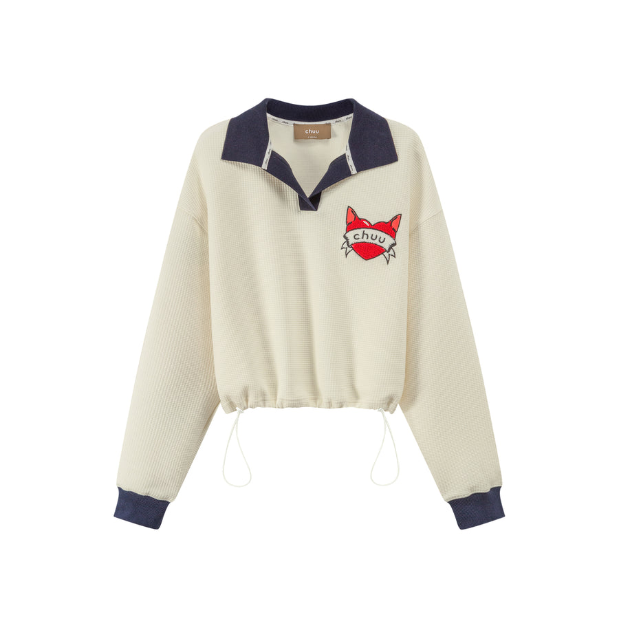 CHUU Relaxing Day Chuu Heart Embroidery Sweater