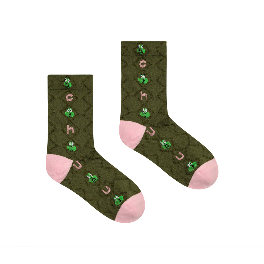 CHUU Lovely Fruit And Frog Ankle Socks