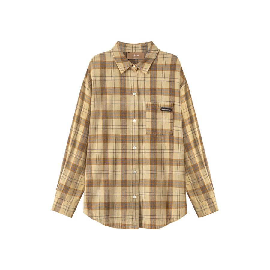 CHUU Vintage Check Loose Shirt