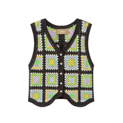 Square Pattern Crochet Vest