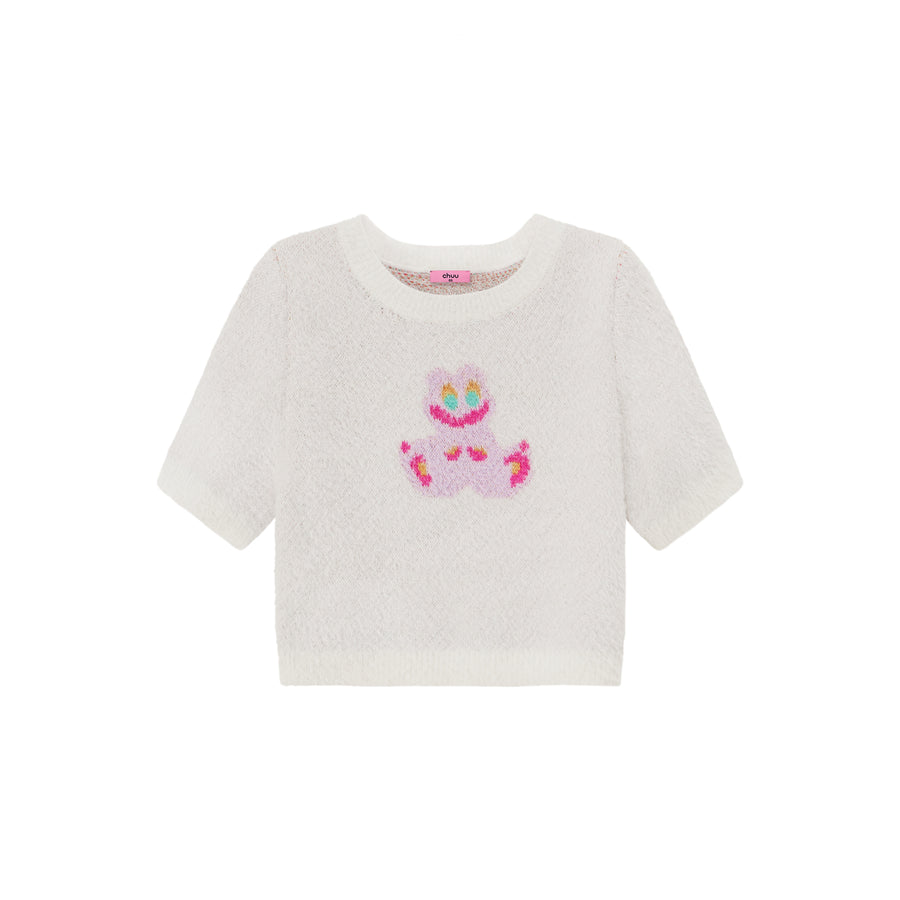 CHUU Funny Rabbit Crop Soft Knit Sweater