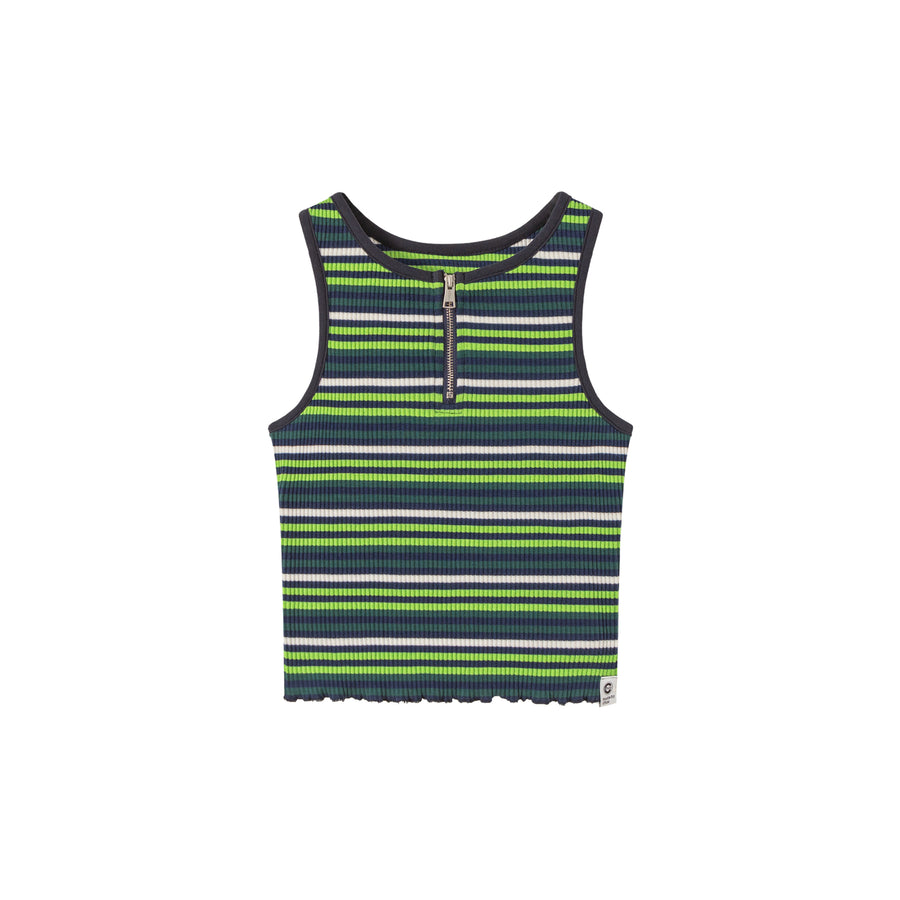 CHUU Half Zip-Up Striped Sleeveless Top