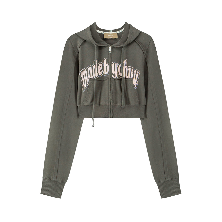 CHUU Cute Sport Crop Hoodie