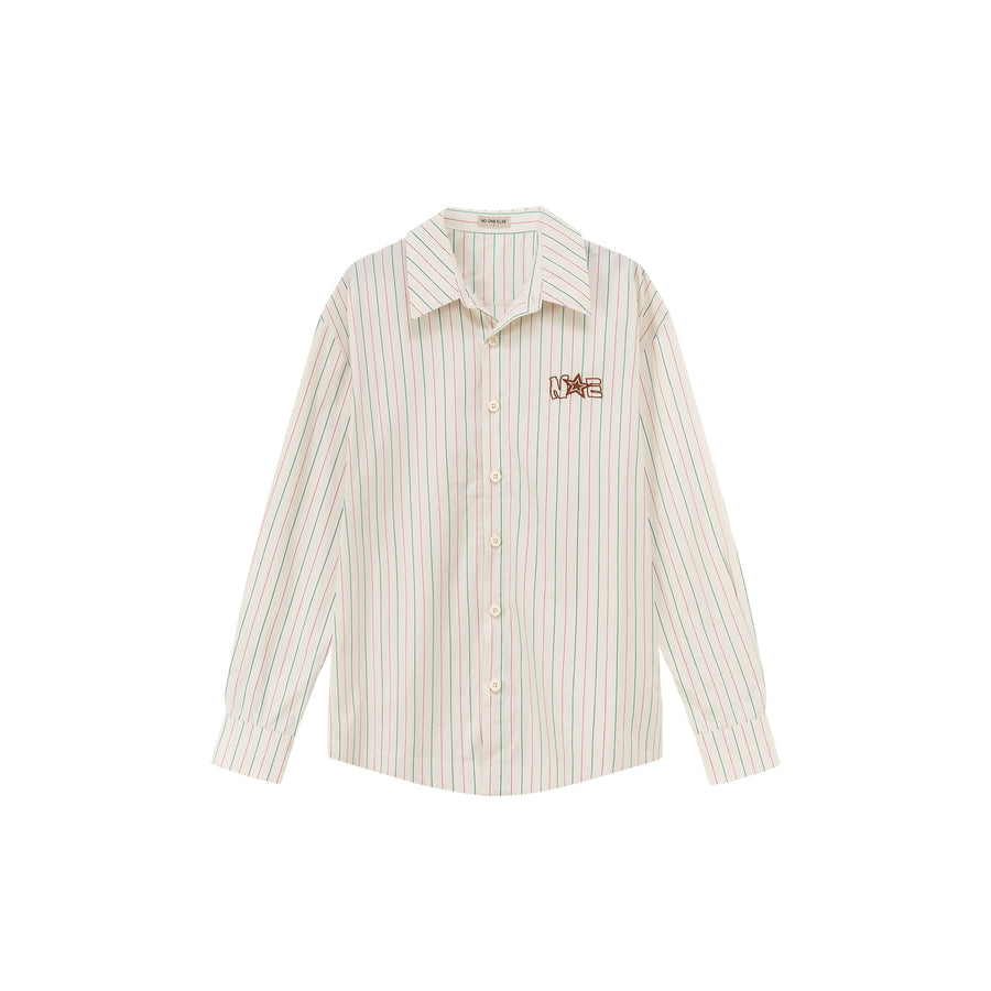 CHUU Star Logo Vertical Stripe Loose Fit Shirt