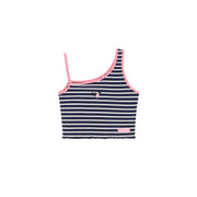 Unbalanced Striped Sleeveless Crop Top