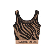 Lettering Soft Fluffly Sleeveless Crop Top