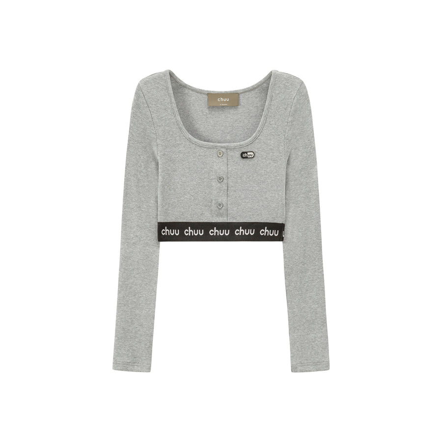 CHUU Slim Buttons Crop T-Shirt