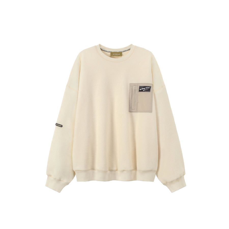 CHUU Side Pocket Fleece Round Neck Sweatshirt