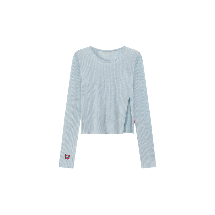 CHUU Slim Side Slit Long Sleeve T-Shirt