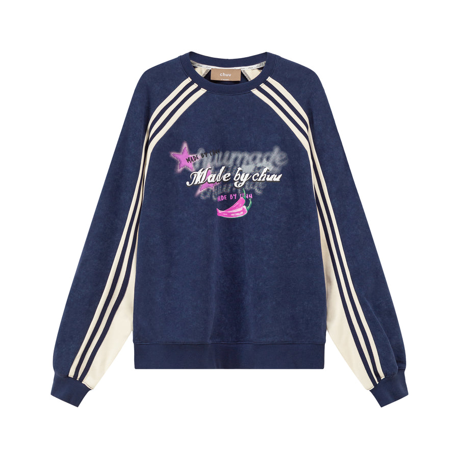 CHUU Fireworks At Night Printed Raglan Sweatshirt