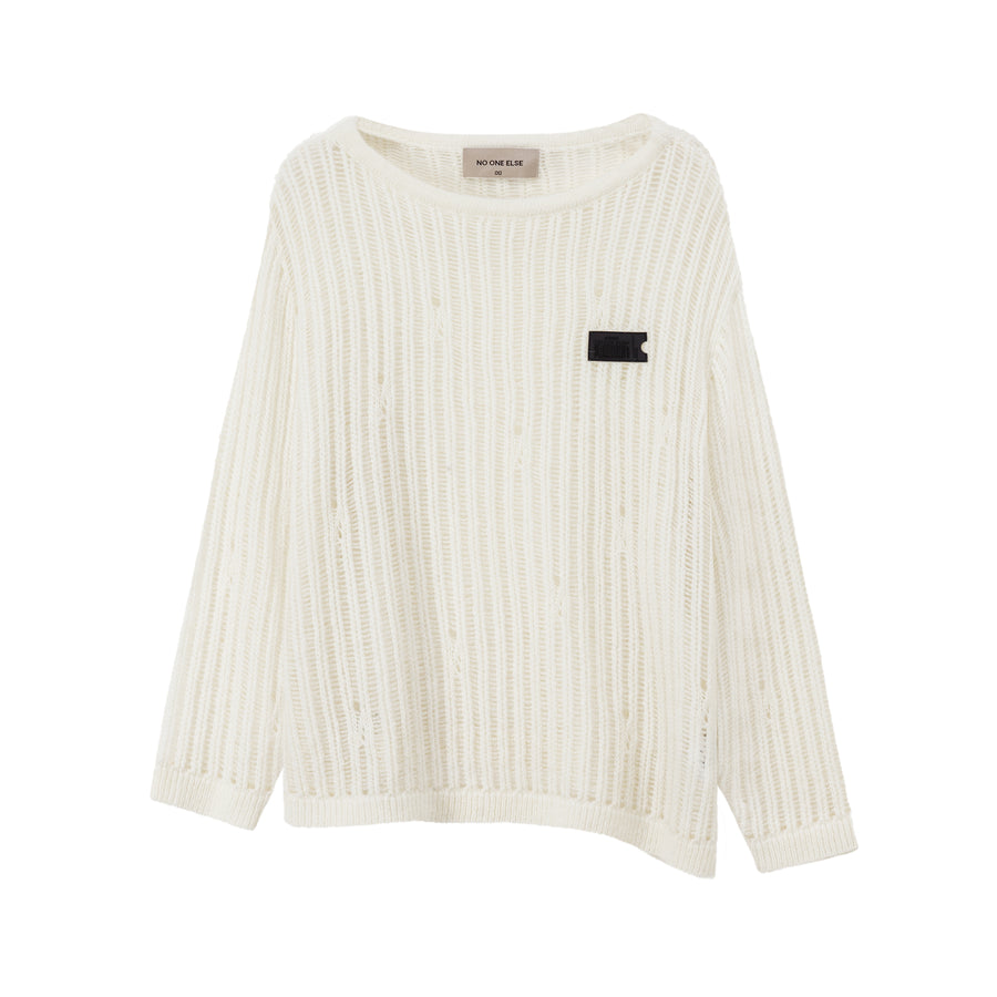 CHUU Ribbed Open Knit Loose Fit Sweater