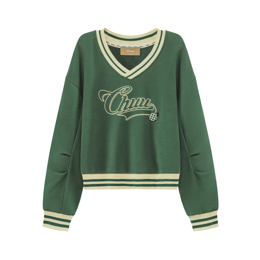 CHUU Vintage Logo V-Neck Sweatshirt