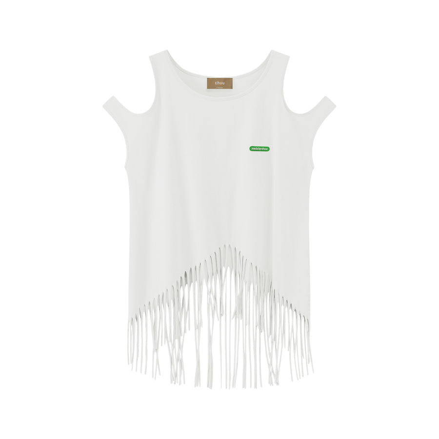 CHUU Lucky For You Fringe Top