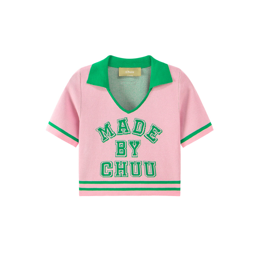 CHUU Chuu Spirit V-Neck Cropped T-shirt
