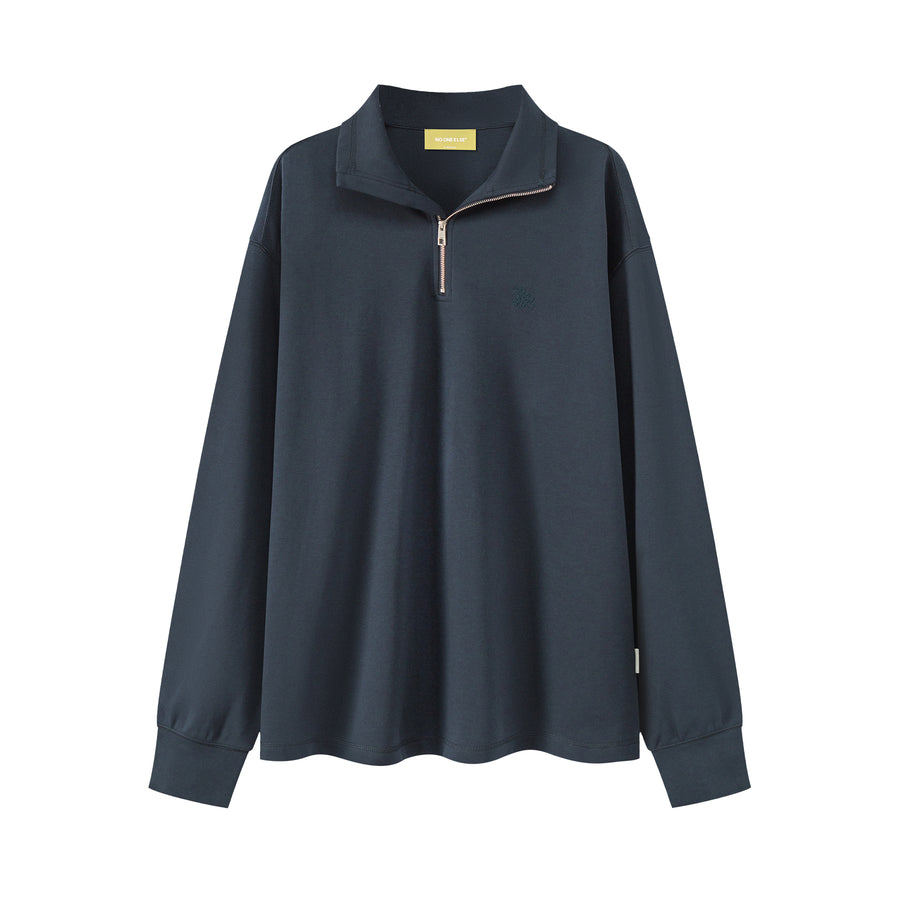 CHUU Simple High Neck Zip-Up Sweatshirt