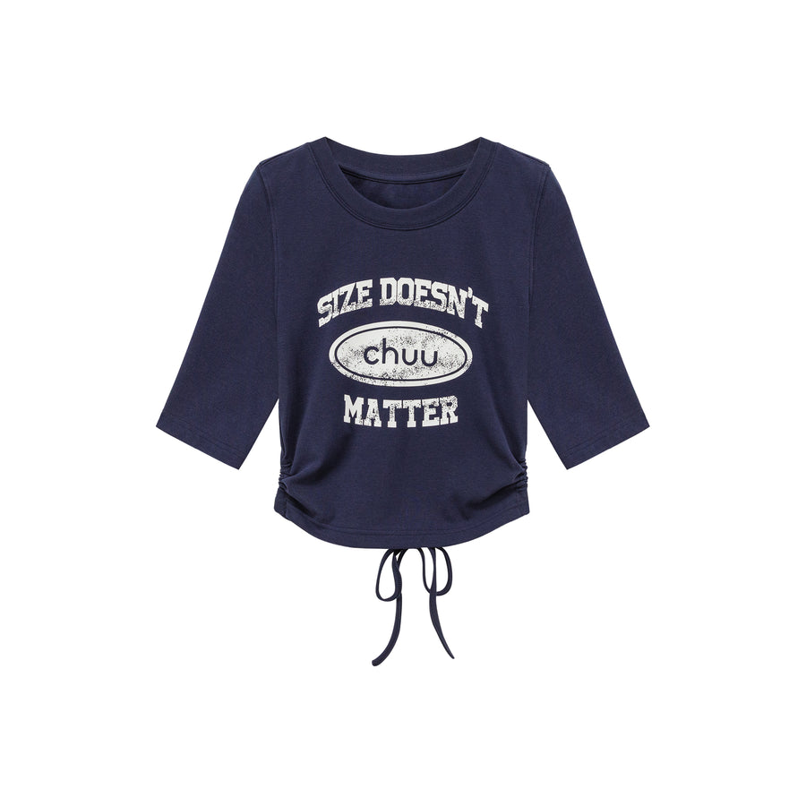 CHUU Size Doesnt Matter Back Cut Out Cropped T-Shirt