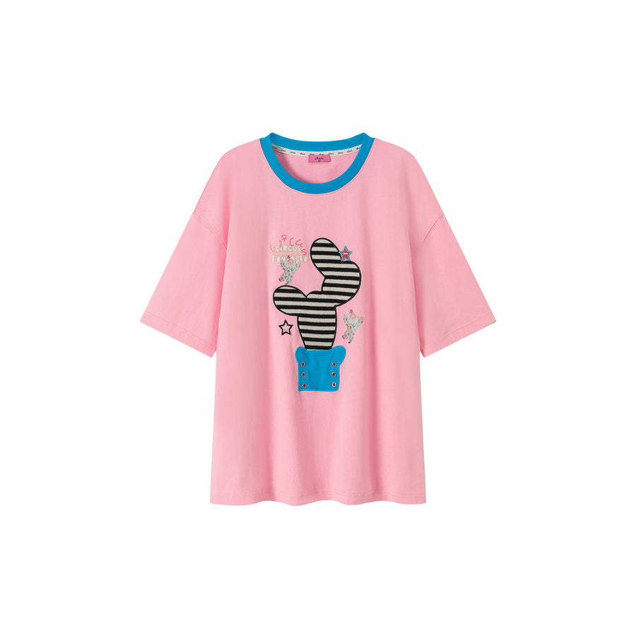 CHUU Lined Catcus Color Loose Fit T-Shirt