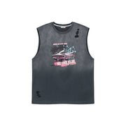 Distressed Printed Car Loose Fit T-Shirt