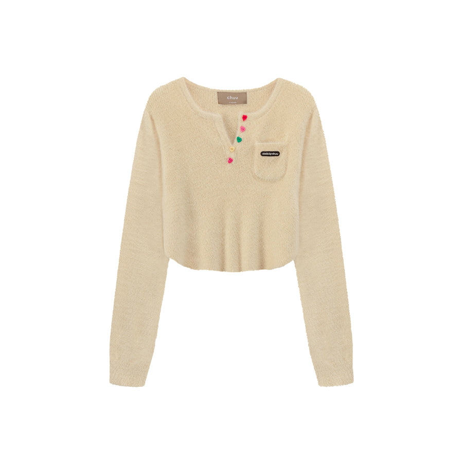 CHUU Chase The Dream Cropped Knit Sweater