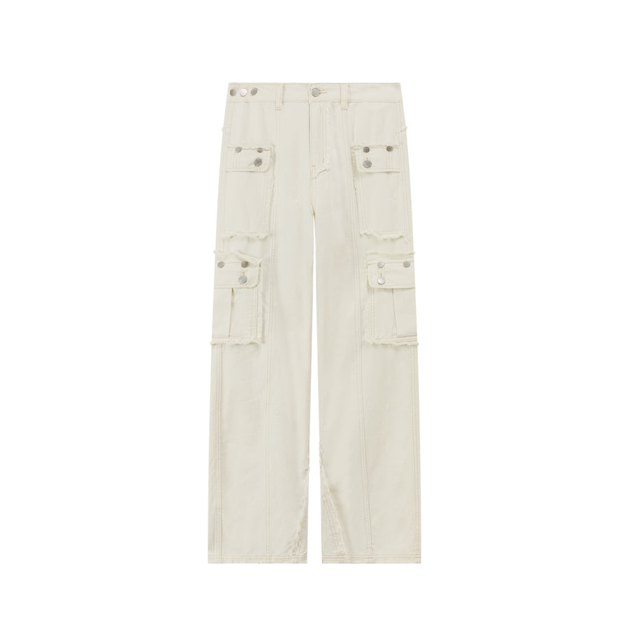 CHUU Raw Edge Wide Cargo Pants