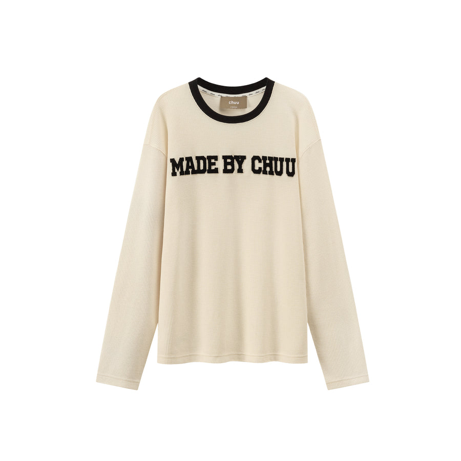 CHUU Subtle Cuteness Striped Long Sleeve Round Neck T-Shirt