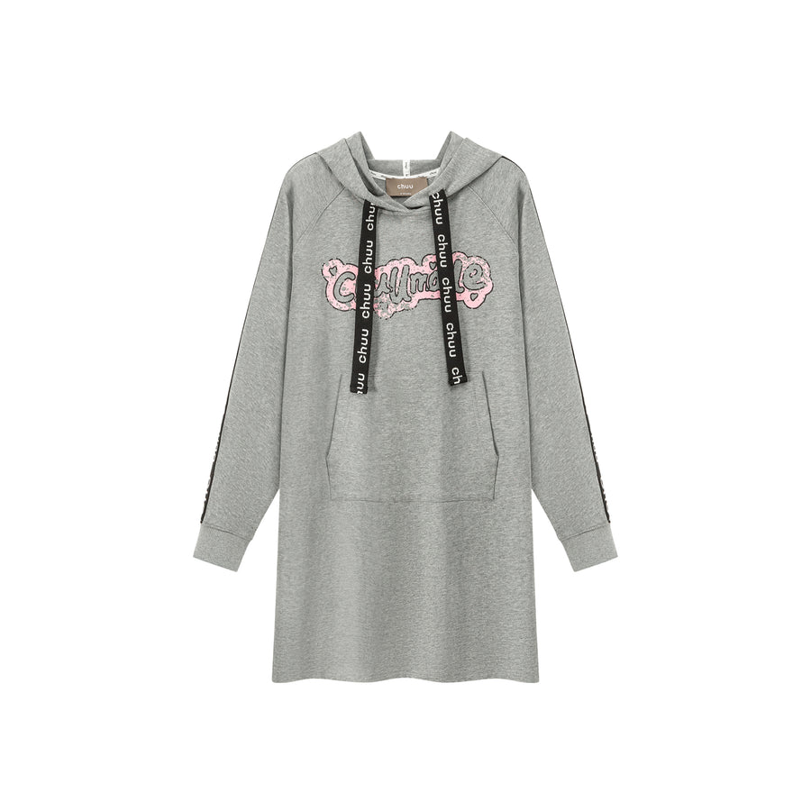 CHUU Front Pocket Hood Sweatshirt Mini Dress