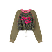 Starting Over Hot Girl Camouflage Raglan Crop Sweatshirt